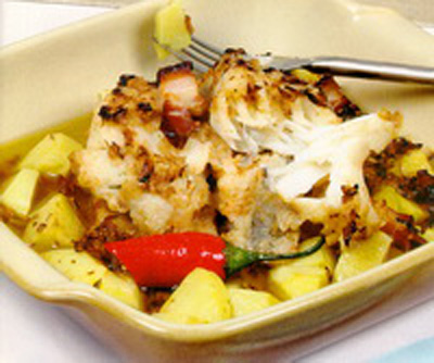 Bacalhau com Bacon no Forno